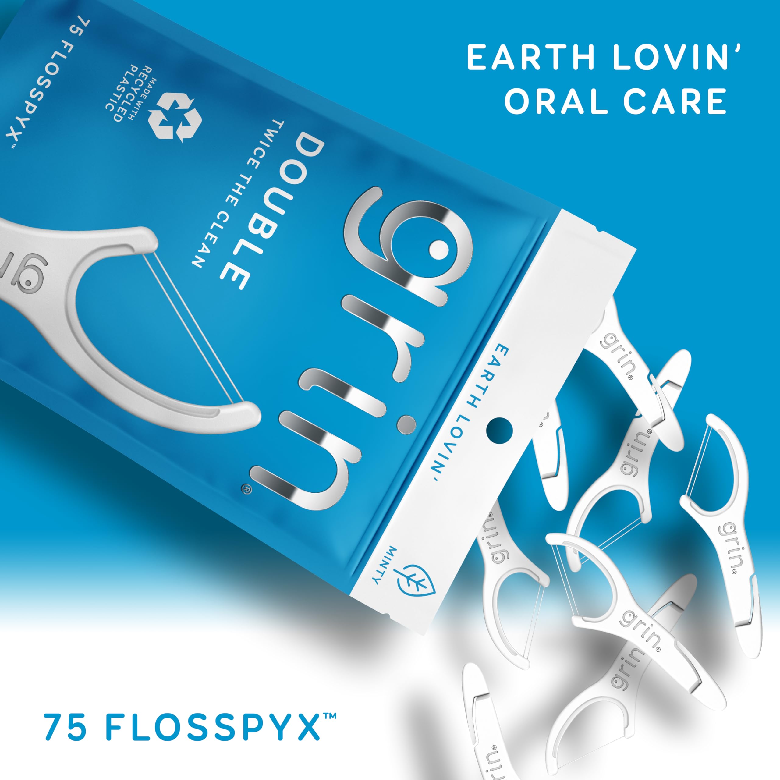 GRIN Double Flosspyx, Floss Picks, 75 Count, Dental Flossers